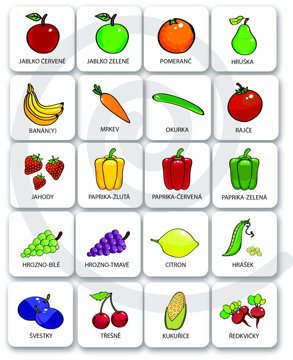 Obrázek Set 25 ks magnetických piktogramů – Zelenina a ovoce