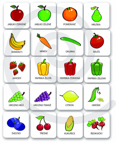 Obrázek Set 25 ks magnetických piktogramů – Zelenina a ovoce