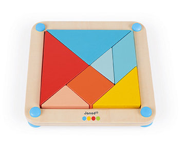 Obrázek Dřevěná hračka Origami Tangram s předlohami Janod 25 ks karet série Montessori