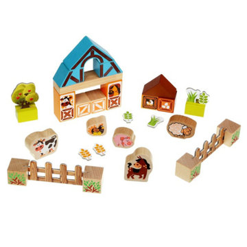 Obrázek CUBIKA Farma - dřevěná stavebnice s kartonovými doplňky